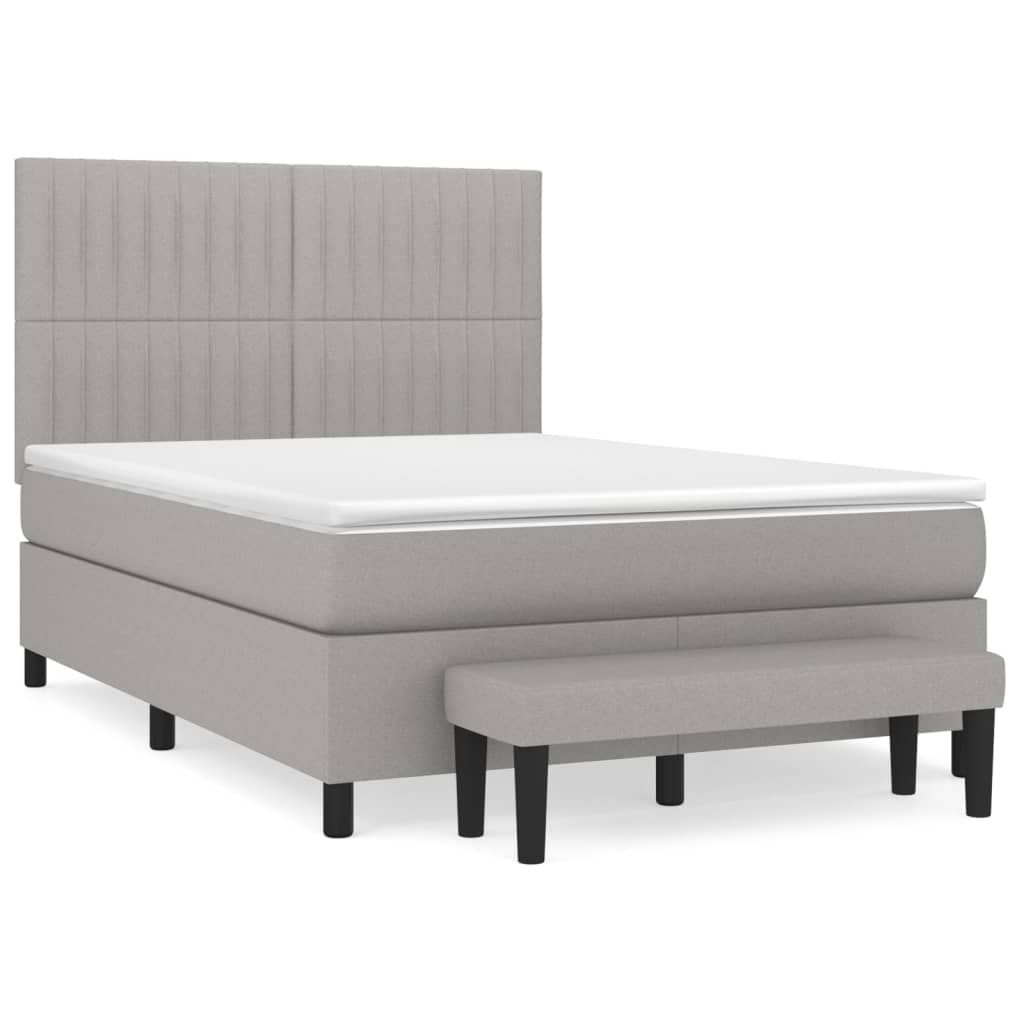 Sommier à lattes de lit avec matelas Gris clair 140x190cm Tissu - XIOS