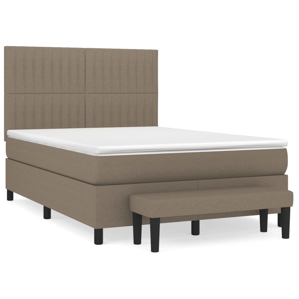 Sommier à lattes de lit avec matelas Taupe 140x190 cm Tissu - XIOS