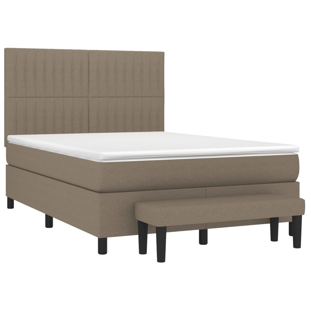 Sommier à lattes de lit avec matelas Taupe 140x190 cm Tissu - XIOS