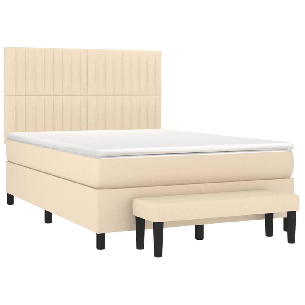 Sommier à lattes de lit avec matelas Crème 140x190 cm Tissu - XIOS