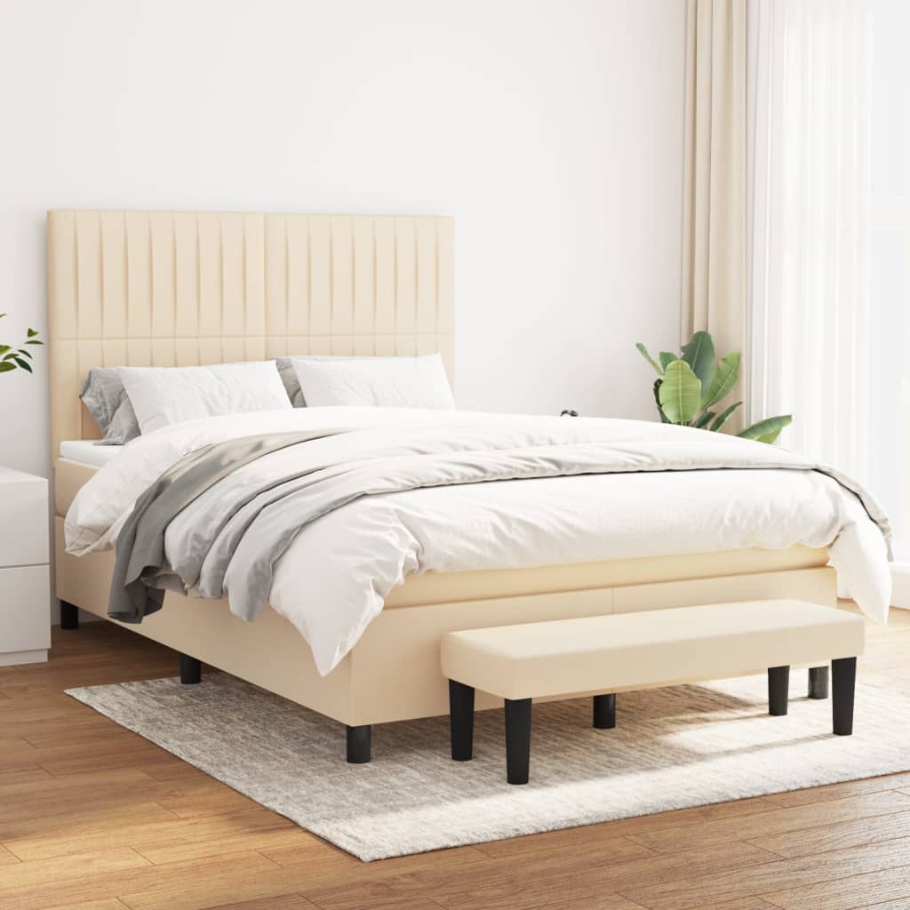 Sommier à lattes de lit avec matelas Crème 140x190 cm Tissu - XIOS