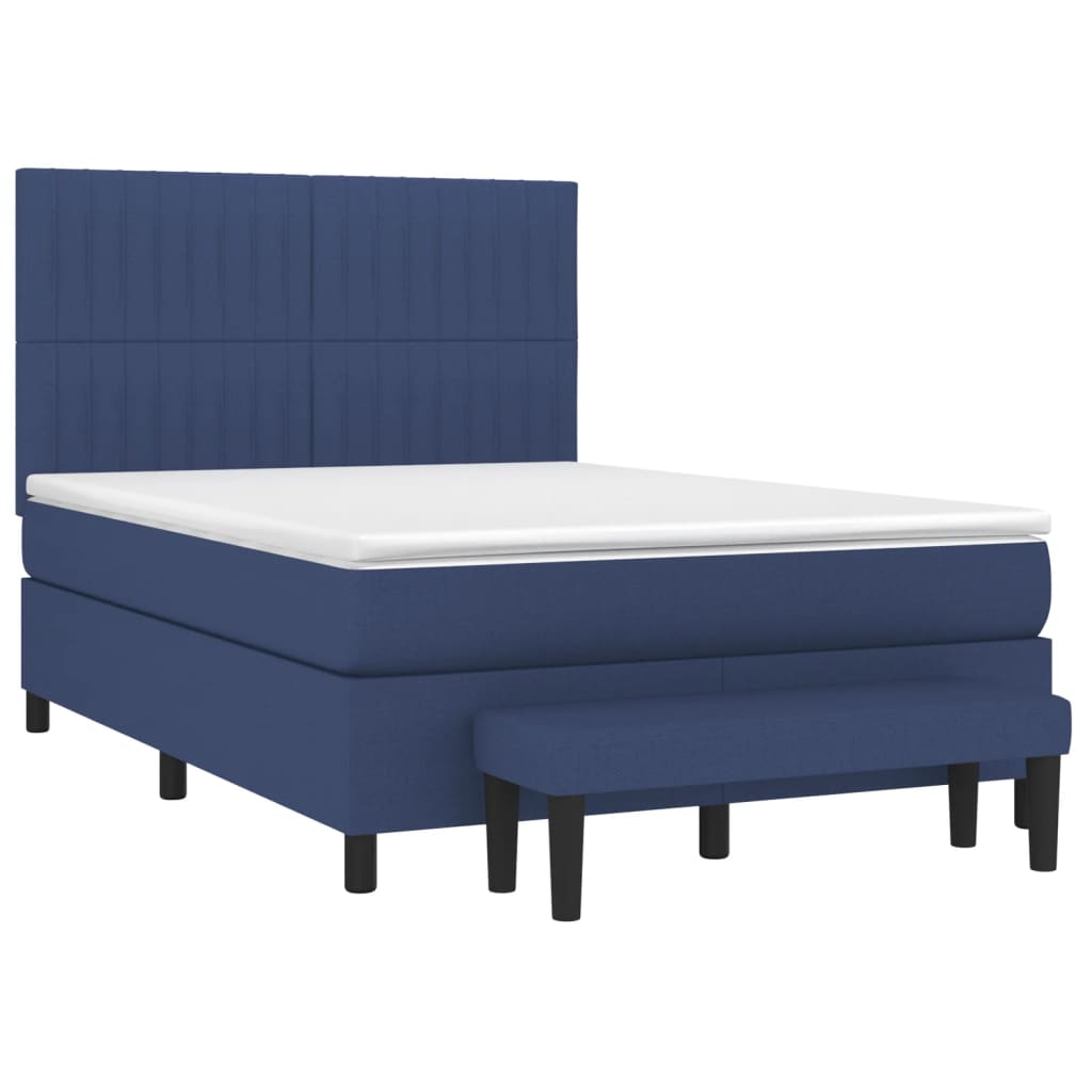 Sommier à lattes de lit avec matelas Bleu 140x190 cm Tissu - XIOS