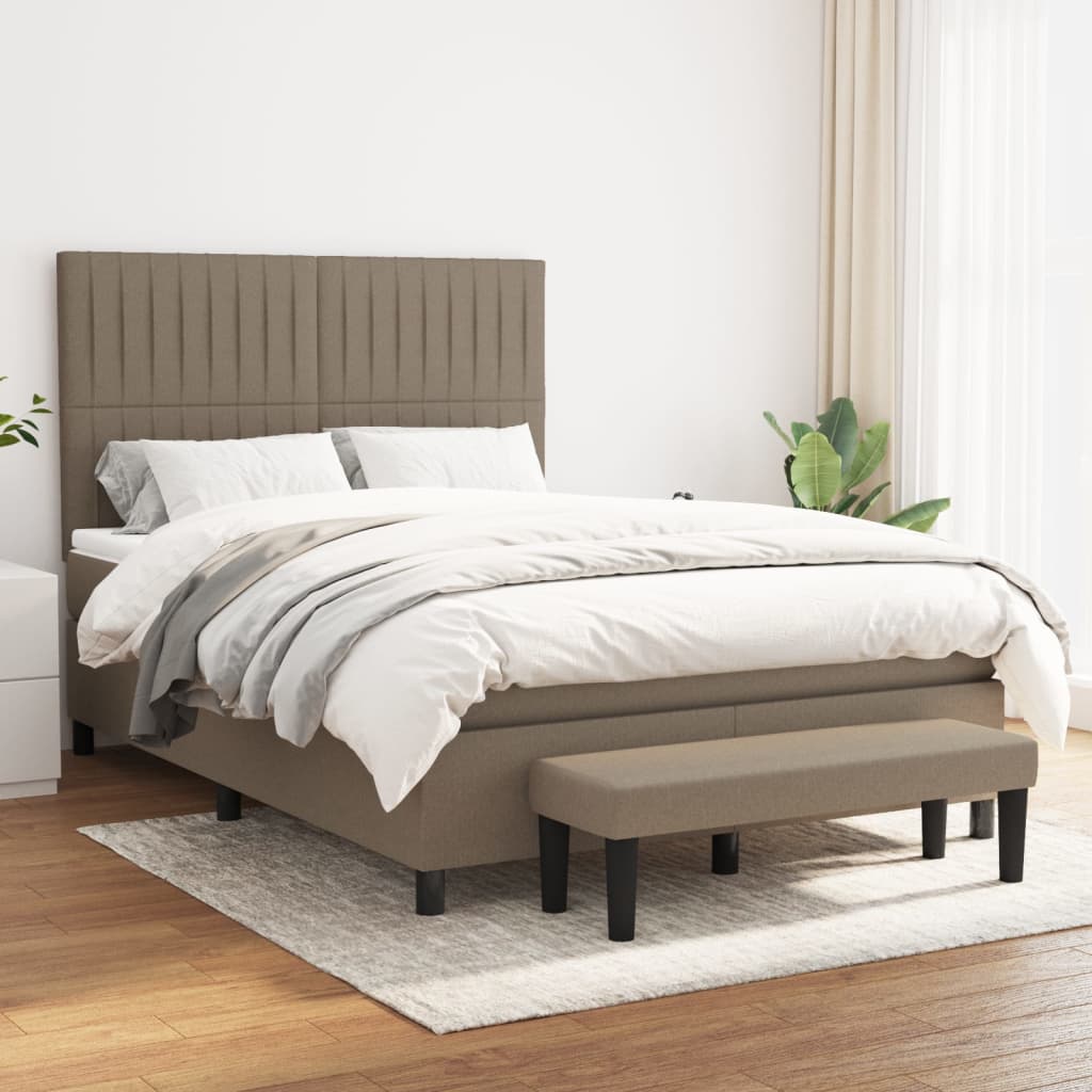 Sommier à lattes de lit avec matelas Taupe 140x200 cm Tissu - XIOS