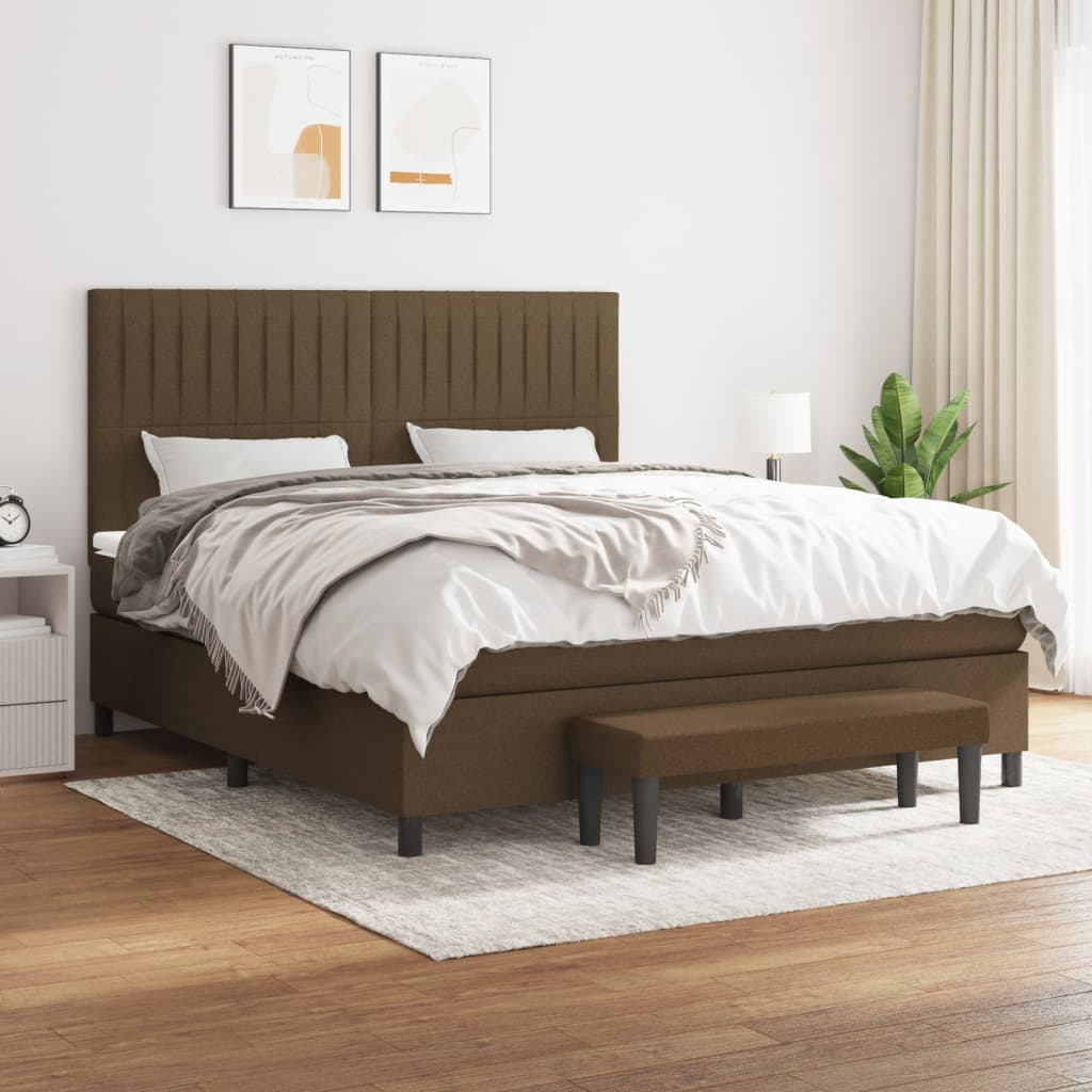 Sommier à lattes de lit avec matelas Marron foncé 160x200 cm
