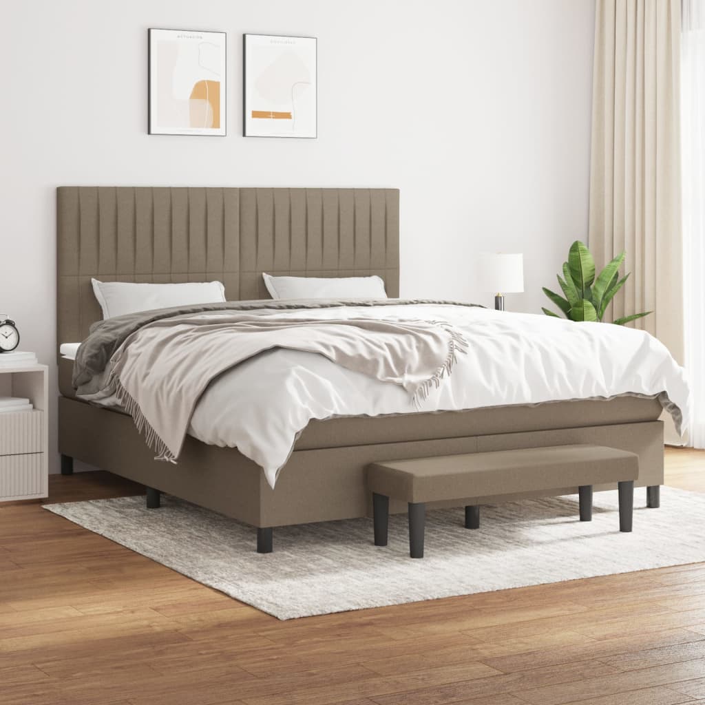 Sommier à lattes de lit avec matelas Taupe 160x200 cm Tissu - XIOS