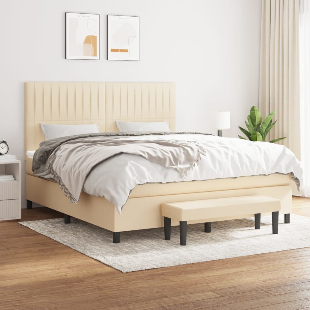 Sommier à lattes de lit avec matelas Crème 160x200 cm Tissu - XIOS