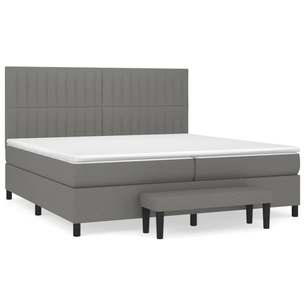 Sommier à lattes de lit avec matelas Gris foncé 200x200cm Tissu - XIOS