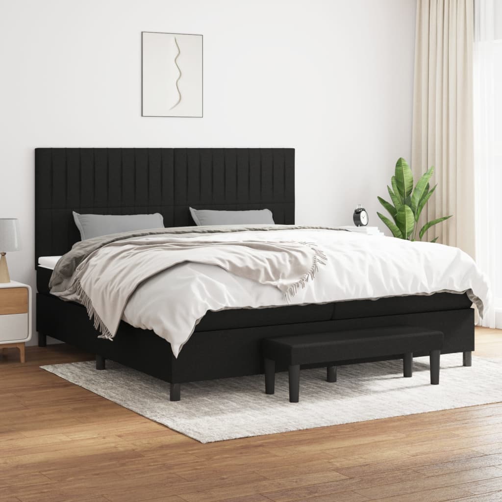 Sommier à lattes de lit avec matelas Noir 200x200 cm Tissu - XIOS