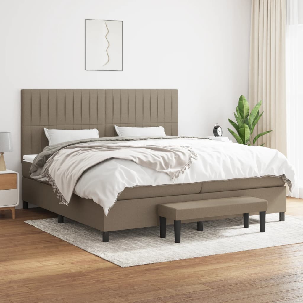 Sommier à lattes de lit avec matelas Taupe 200x200 cm Tissu - XIOS