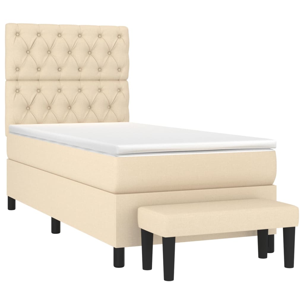 Sommier à lattes de lit avec matelas Crème 80x200 cm Tissu