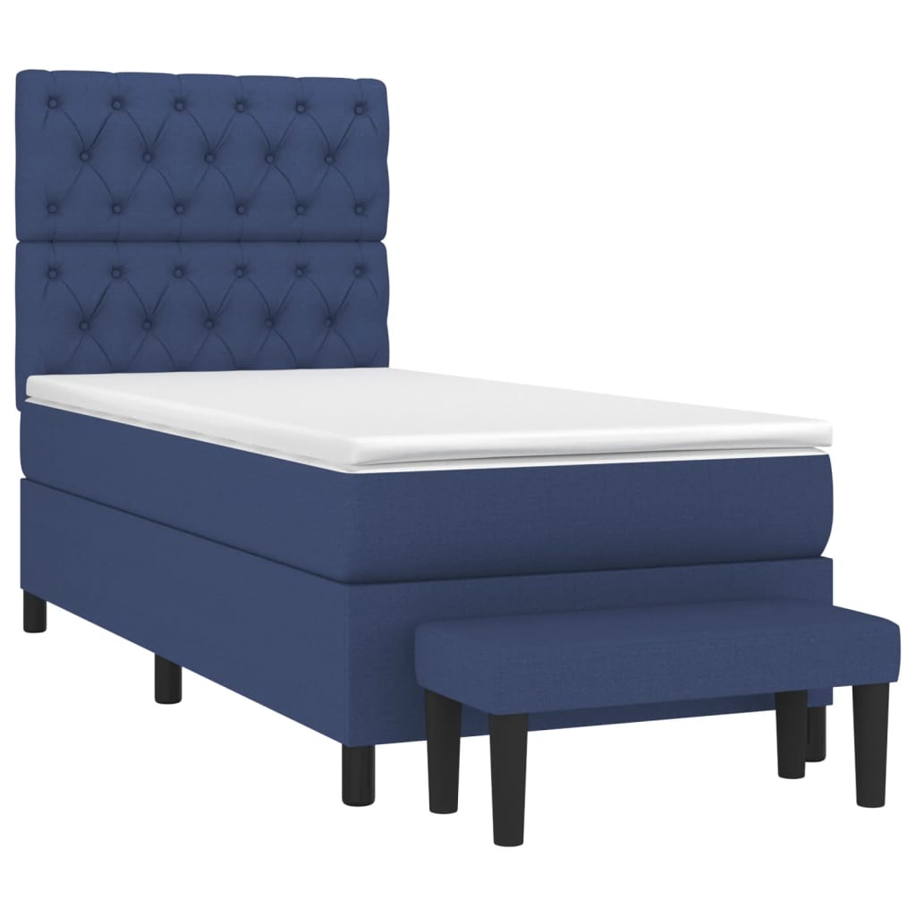 Sommier à lattes de lit avec matelas Bleu 80x200 cm Tissu