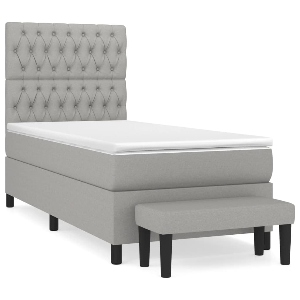 Sommier à lattes de lit et matelas Gris clair 90x190 cm Tissu - XIOS