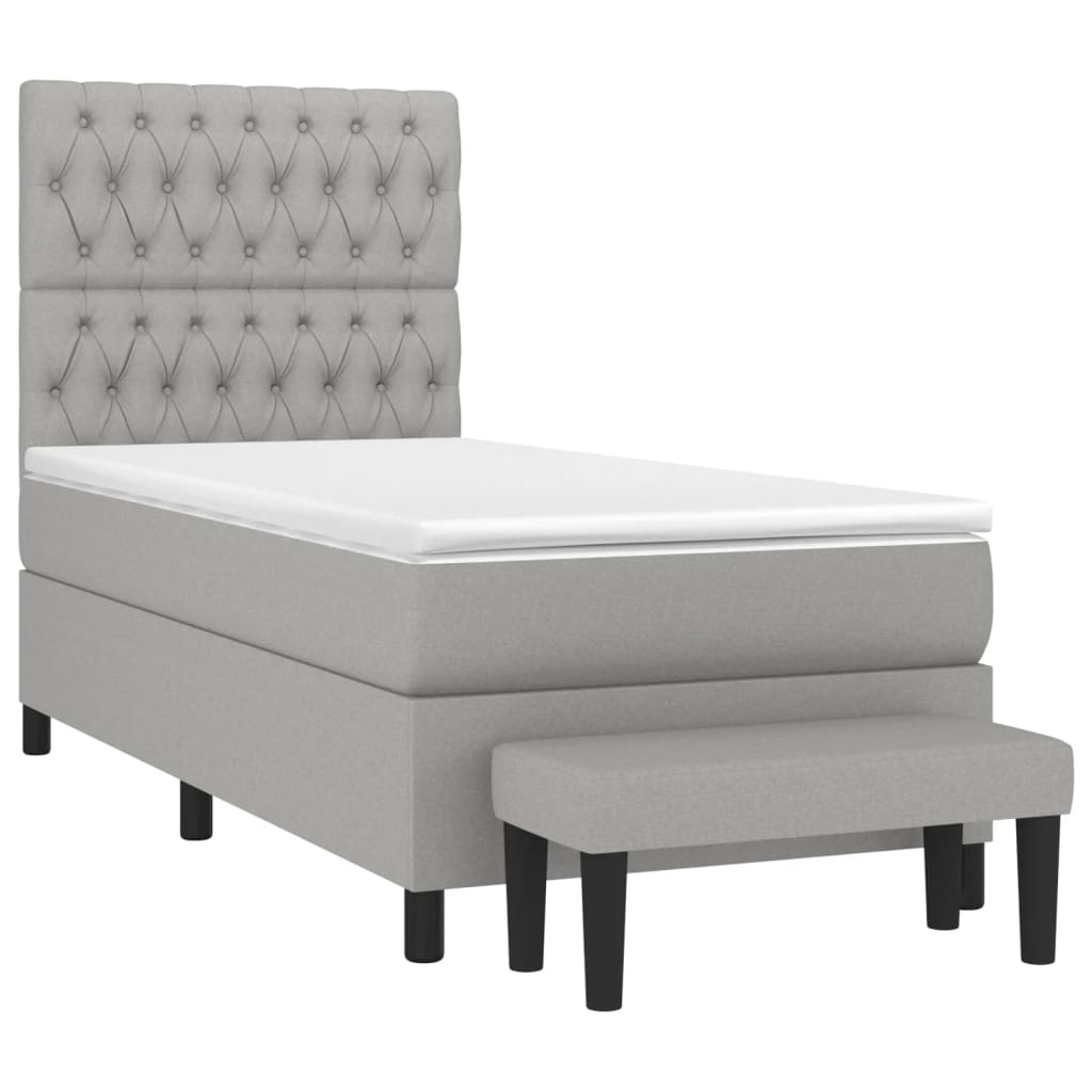 Sommier à lattes de lit et matelas Gris clair 90x190 cm Tissu - XIOS