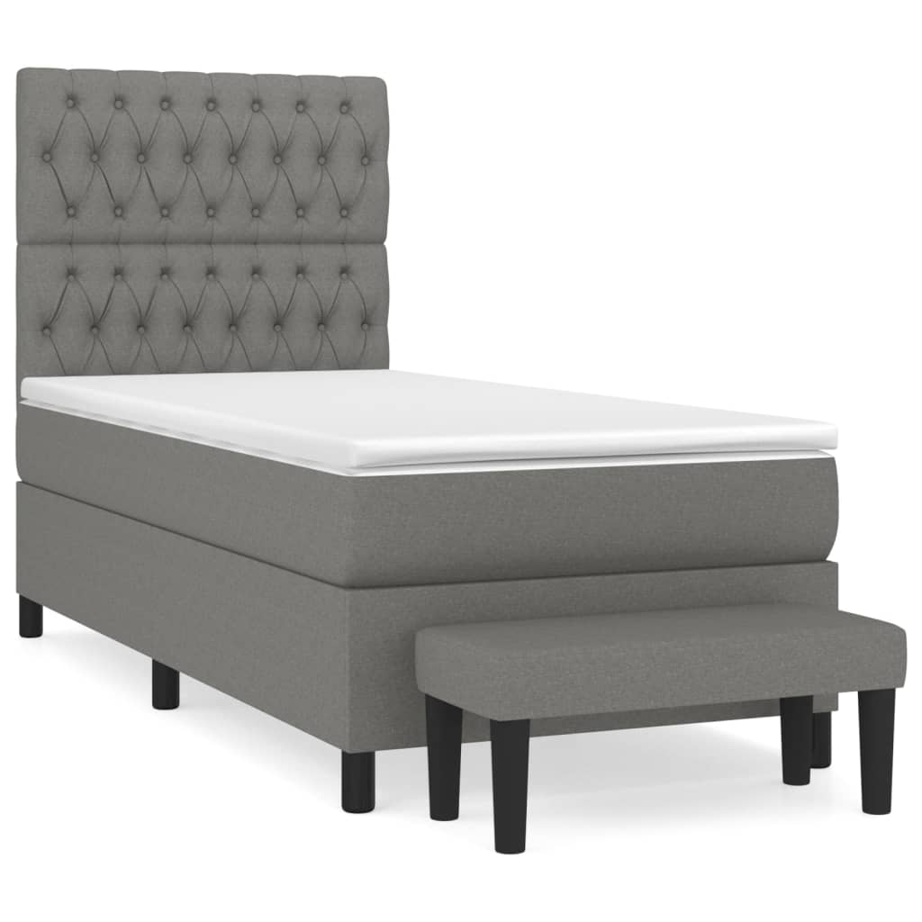 Sommier à lattes de lit et matelas Gris foncé 90x190 cm Tissu - XIOS