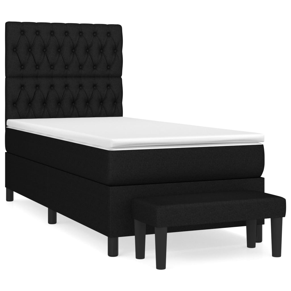 Sommier à lattes de lit avec matelas Noir 90x190 cm Tissu - XIOS