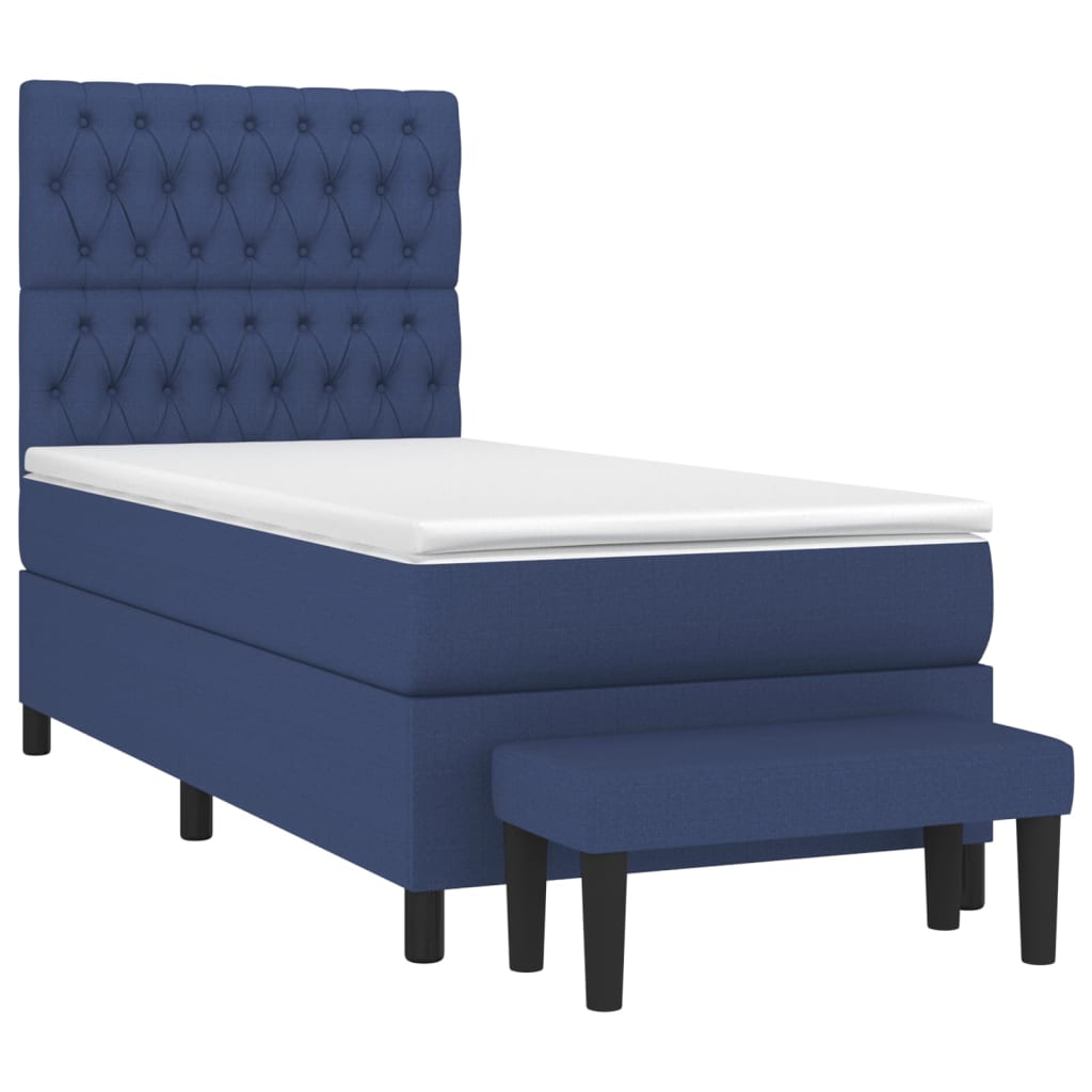 Sommier à lattes de lit avec matelas Bleu 90x190 cm Tissu
