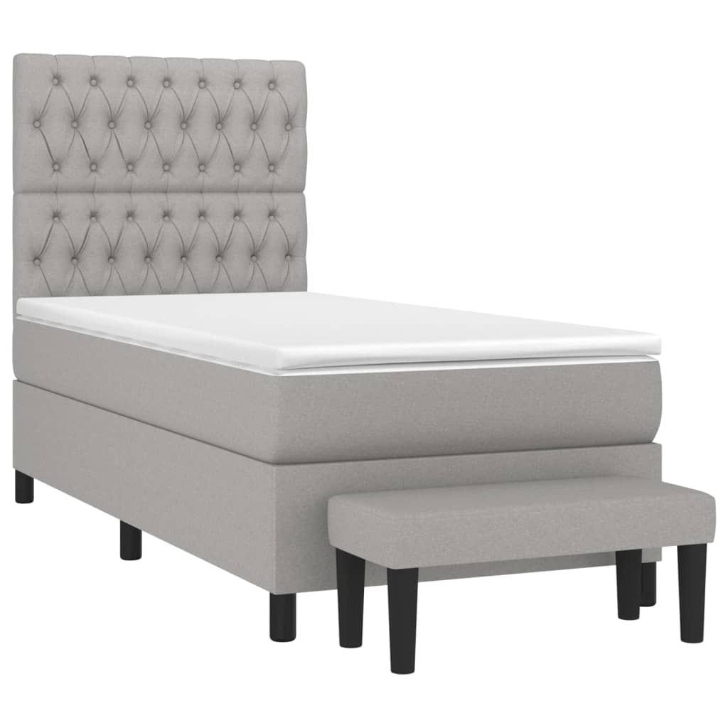 Sommier à lattes de lit avec matelas Gris clair 90x200 cm Tissu - XIOS