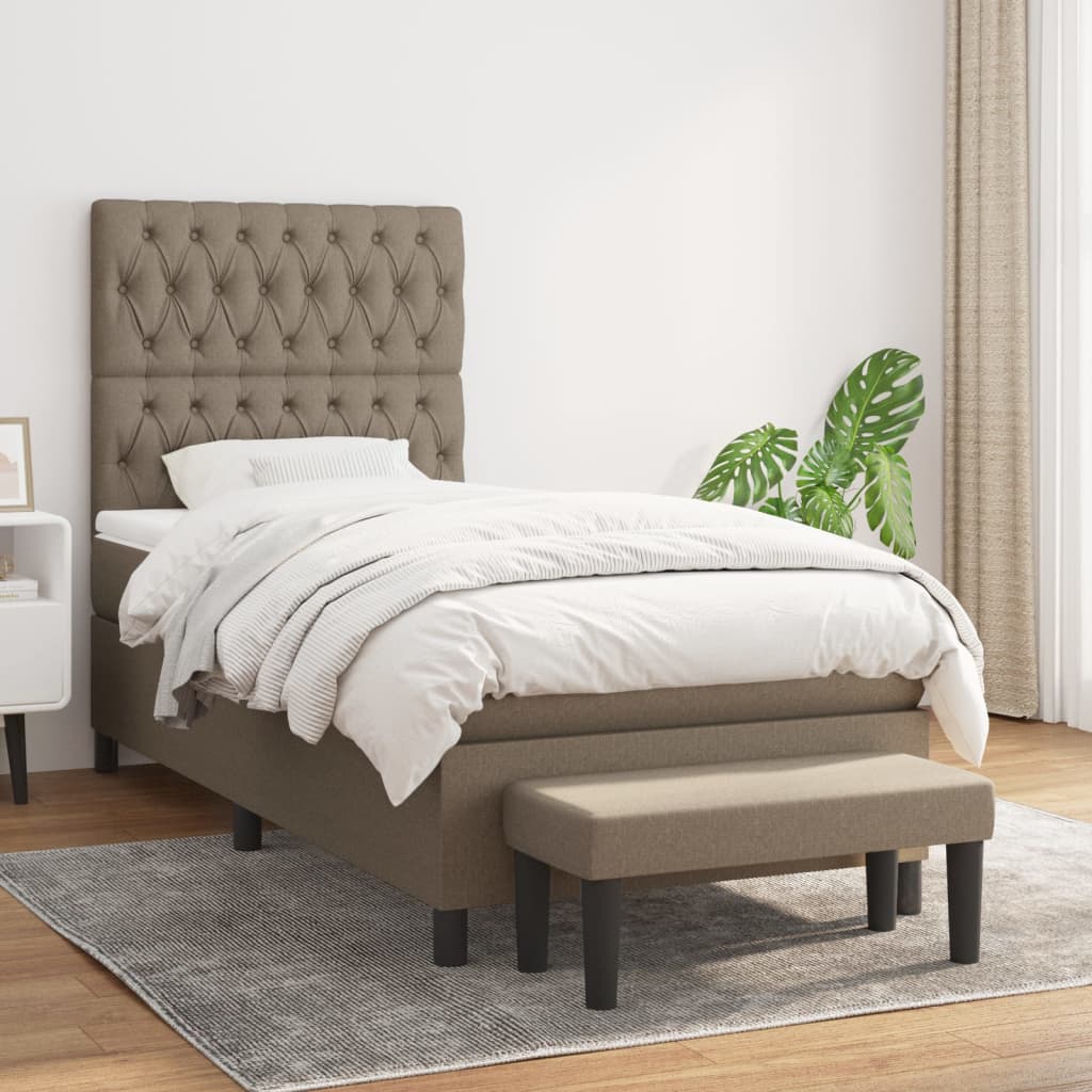 Sommier à lattes de lit avec matelas Taupe 90x200 cm Tissu - XIOS