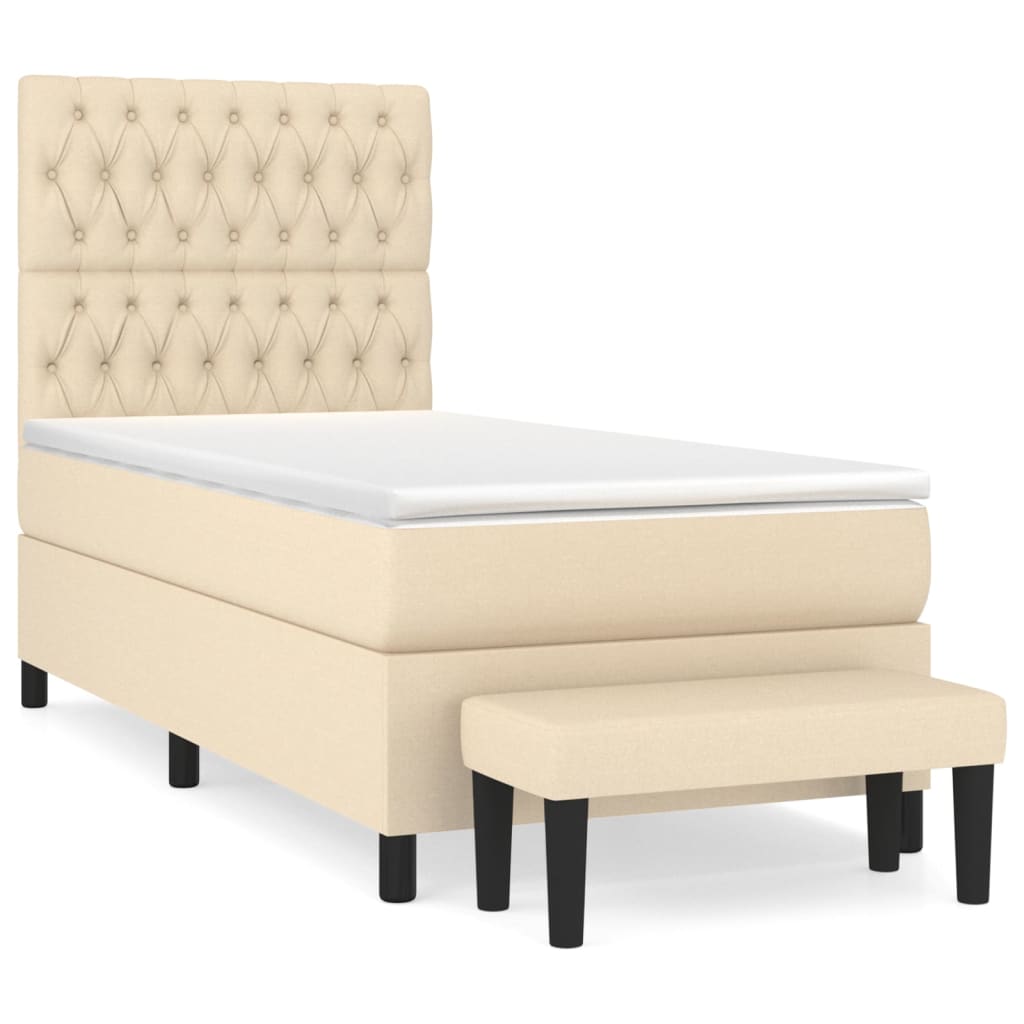 Sommier à lattes de lit avec matelas Crème 90x200 cm Tissu - XIOS