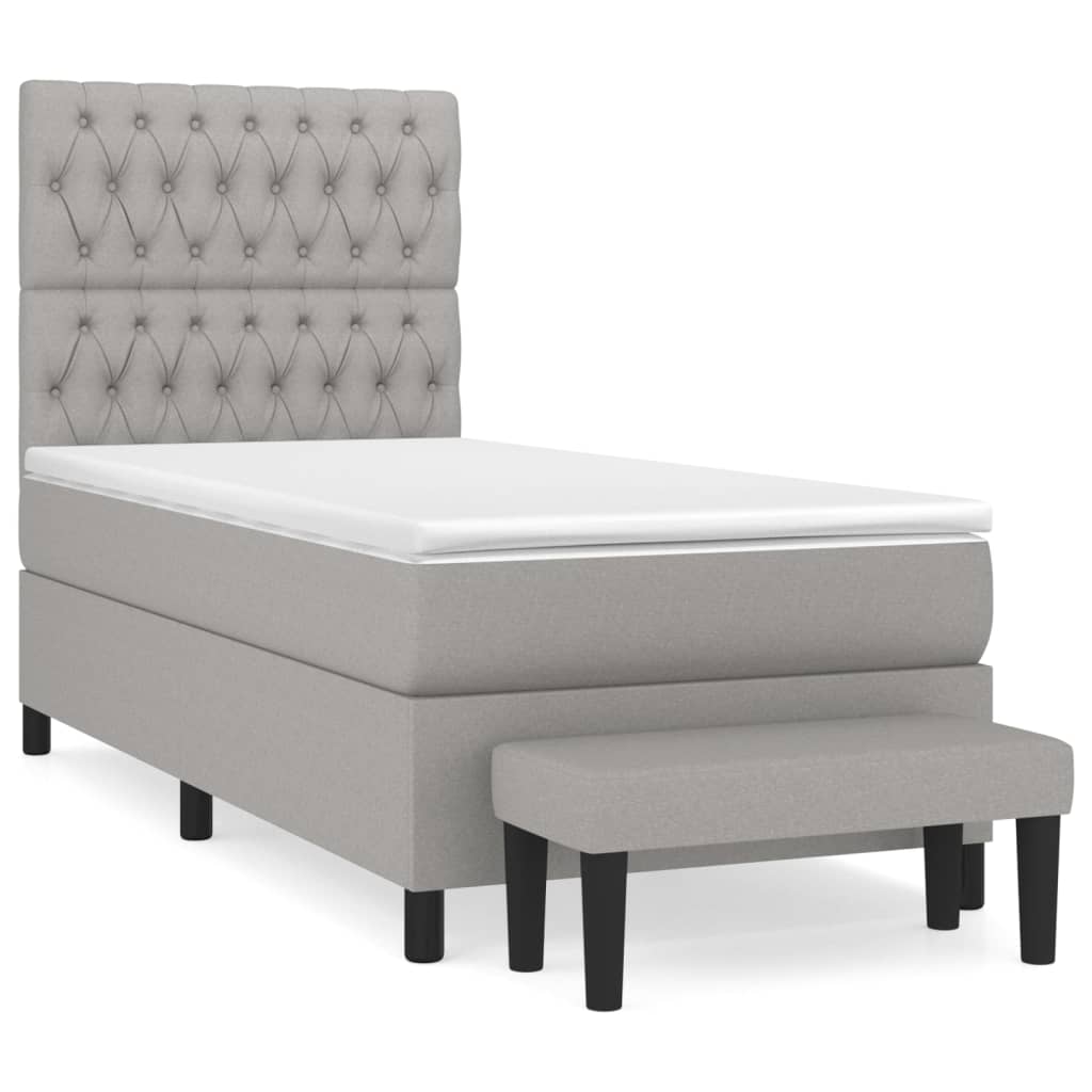Sommier à lattes de lit avec matelas Gris clair 100x200cm Tissu - XIOS