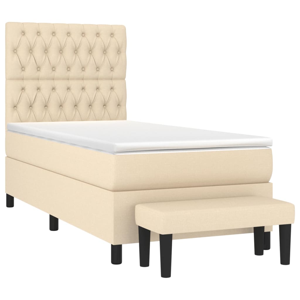 Sommier à lattes de lit avec matelas Crème 100x200 cm Tissu - XIOS