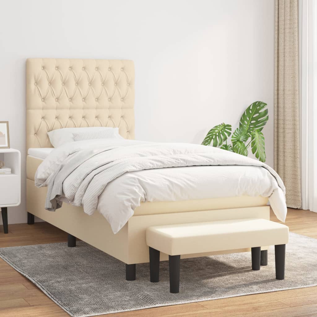 Sommier à lattes de lit avec matelas Crème 100x200 cm Tissu - XIOS