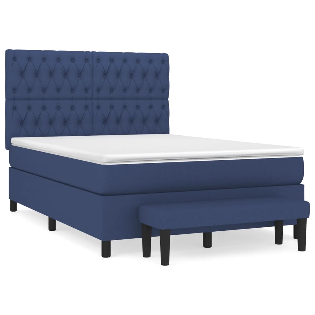 Sommier à lattes de lit avec matelas Bleu 140x190 cm Tissu - XIOS