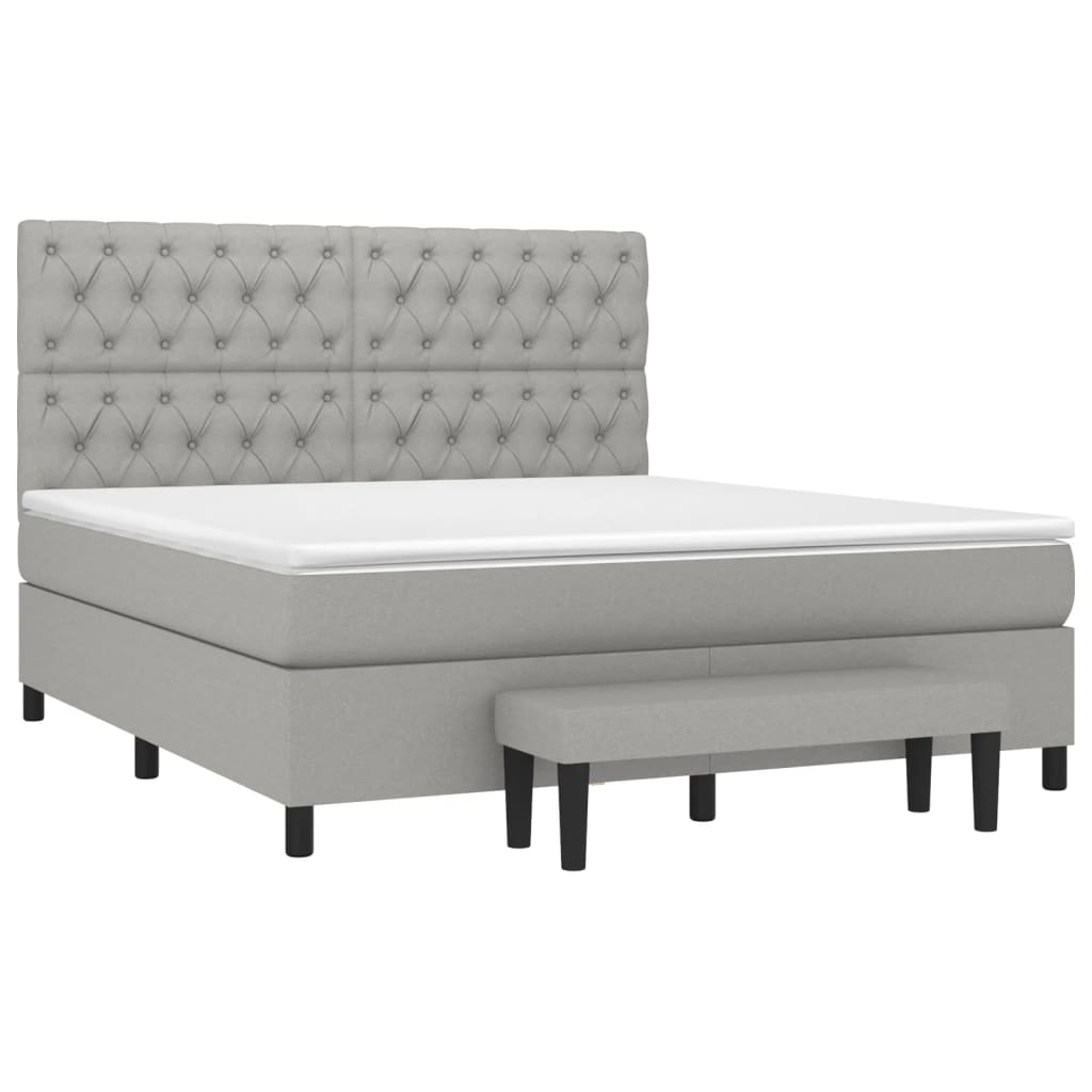 Sommier à lattes de lit avec matelas Gris clair 160x200cm Tissu - XIOS