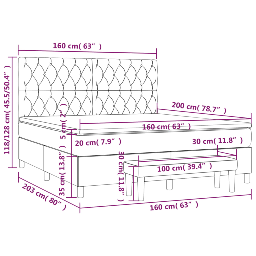 Sommier à lattes de lit avec matelas Gris clair 160x200cm Tissu - XIOS