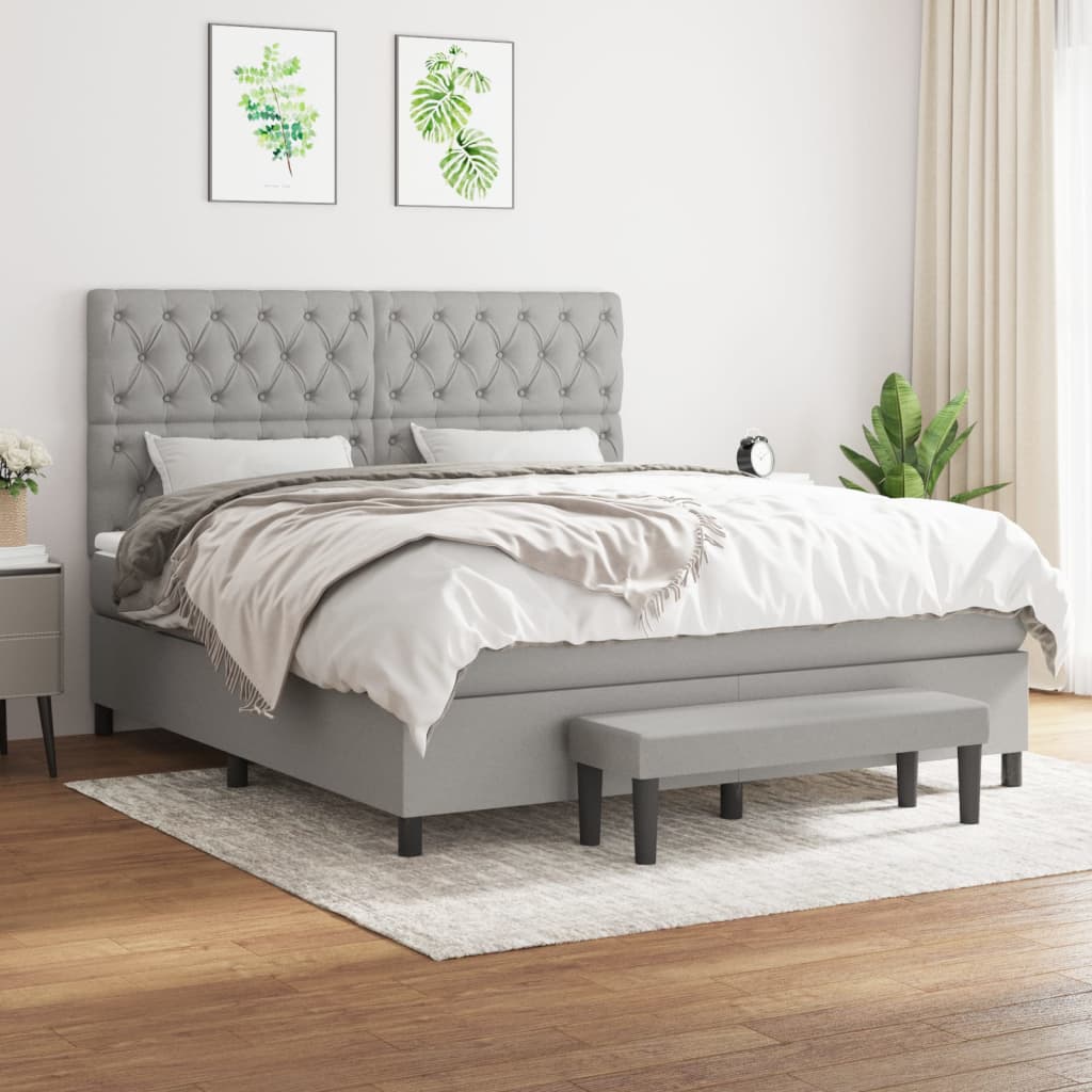 Sommier à lattes de lit avec matelas Gris clair 160x200cm Tissu - XIOS