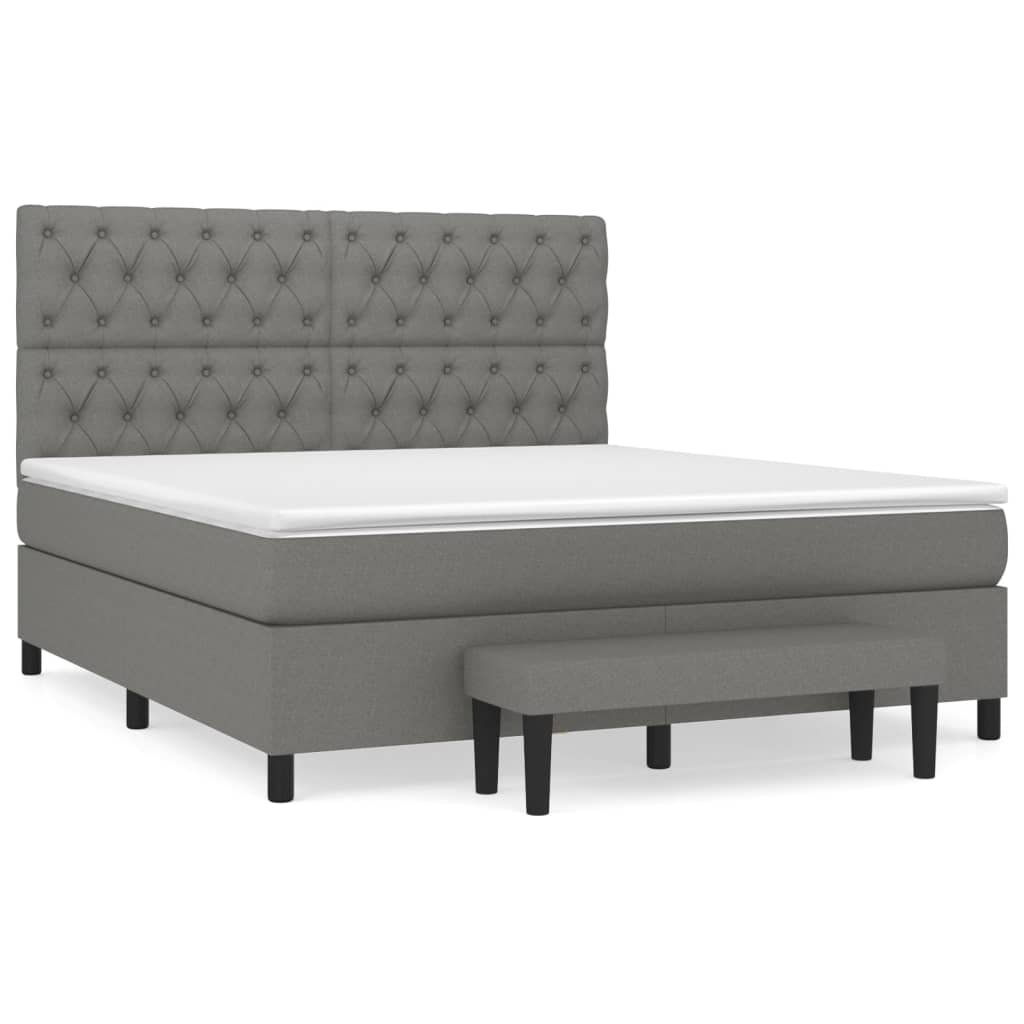 Sommier à lattes de lit avec matelas Gris foncé 160x200cm Tissu - XIOS