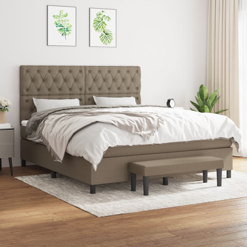 Sommier à lattes de lit avec matelas Taupe 160x200 cm Tissu - XIOS