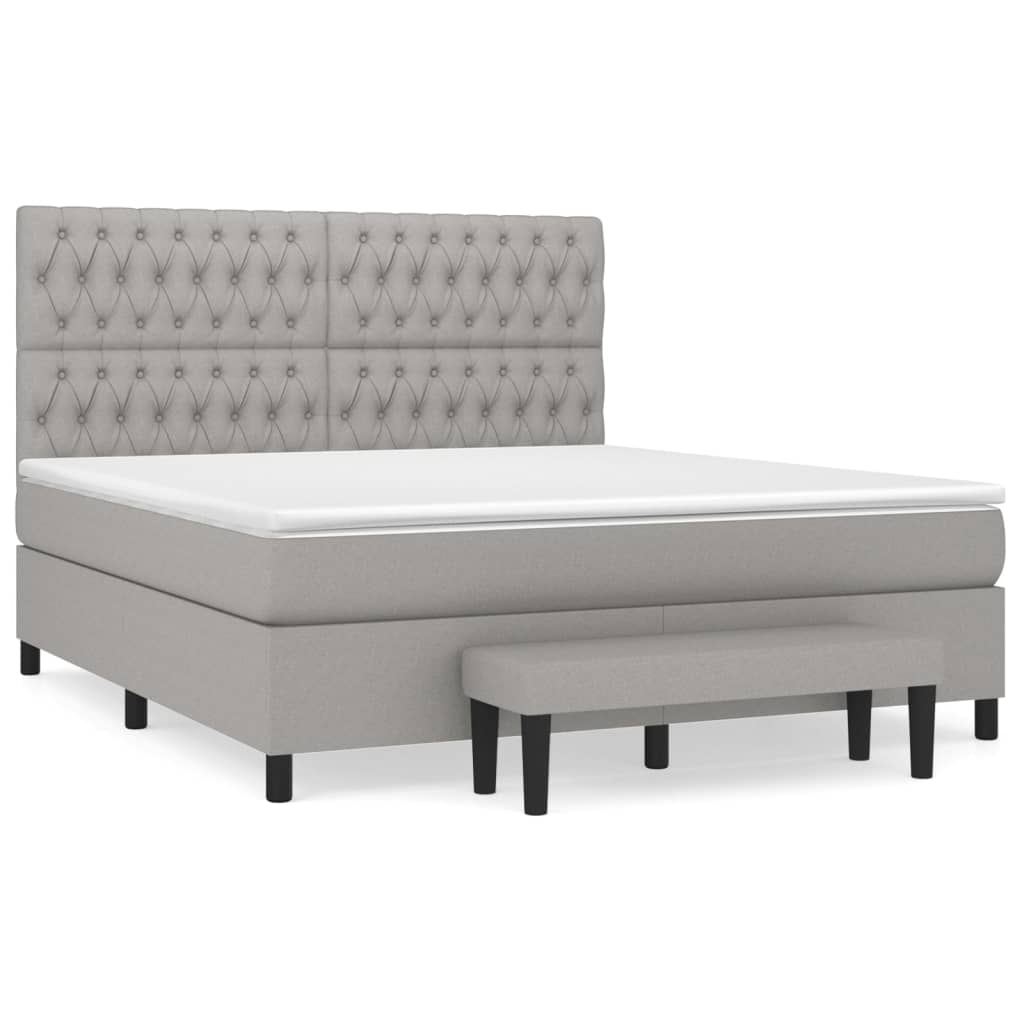 Sommier à lattes de lit avec matelas Gris clair 180x200cm Tissu - XIOS
