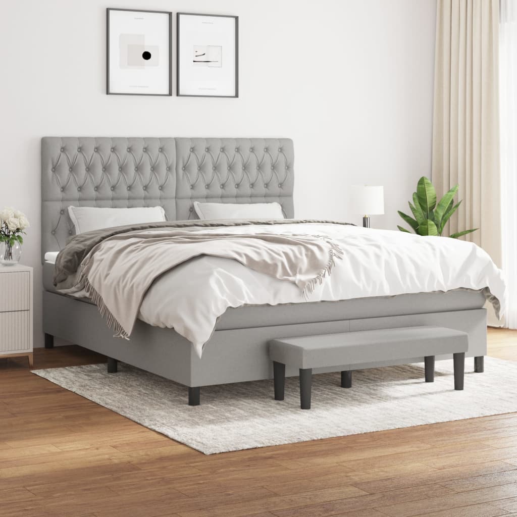 Sommier à lattes de lit avec matelas Gris clair 180x200cm Tissu - XIOS