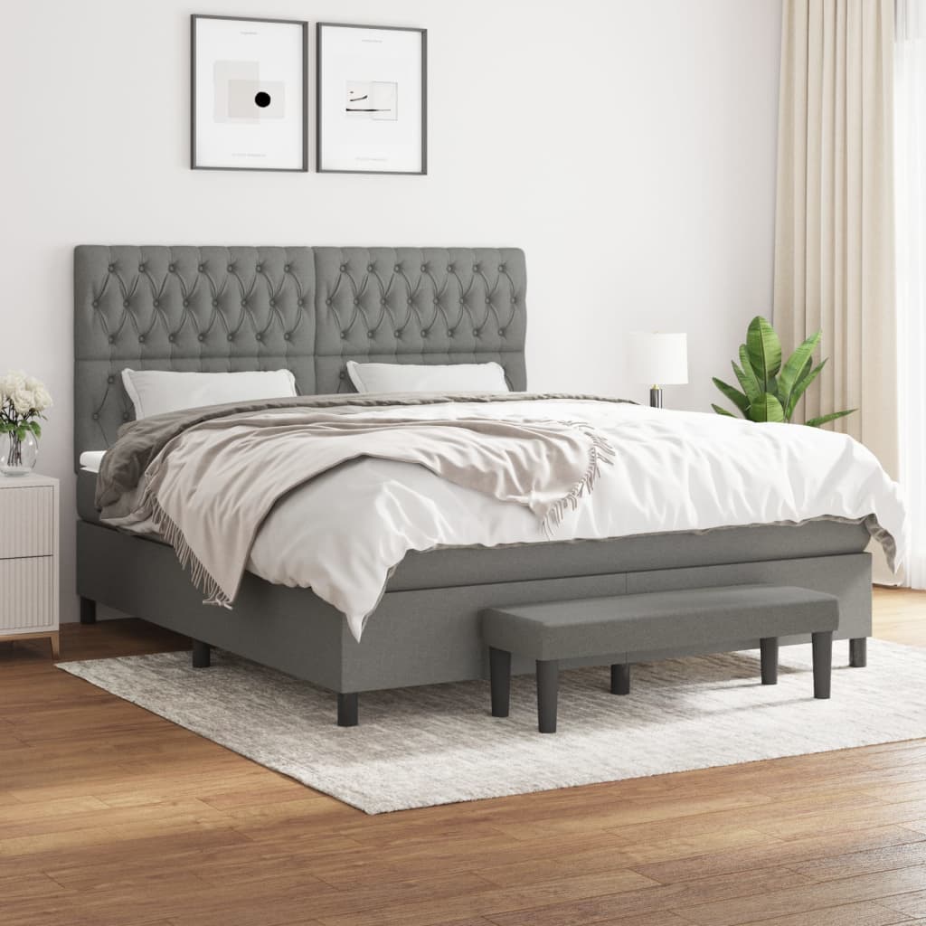 Sommier à lattes de lit avec matelas Gris foncé 180x200cm Tissu - XIOS