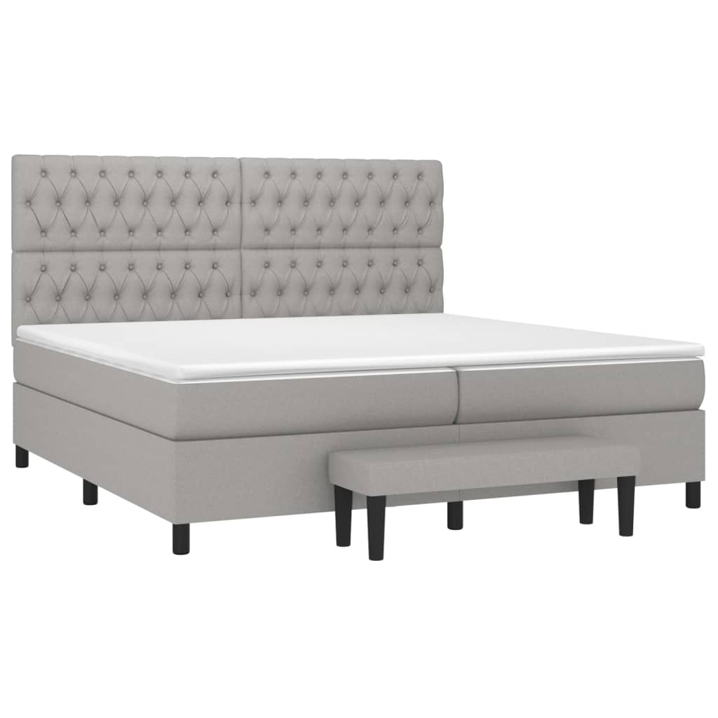 Sommier à lattes de lit avec matelas Gris clair 200x200cm Tissu - XIOS