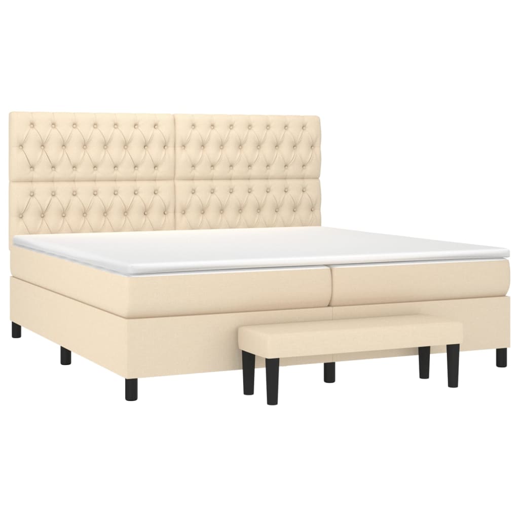 Sommier à lattes de lit avec matelas Crème 200x200 cm Tissu - XIOS
