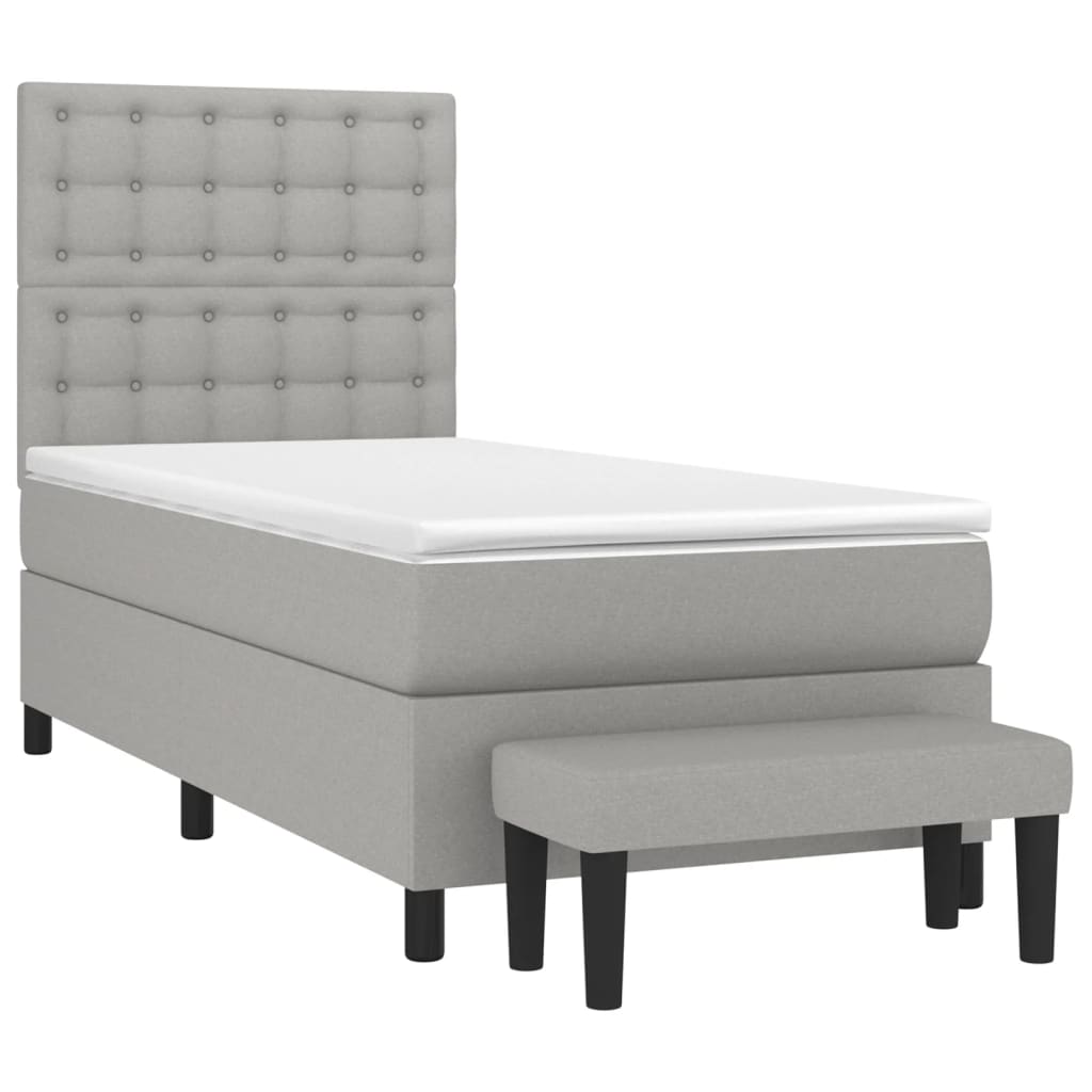 Sommier à lattes de lit et matelas Gris clair 90x190 cm Tissu - XIOS