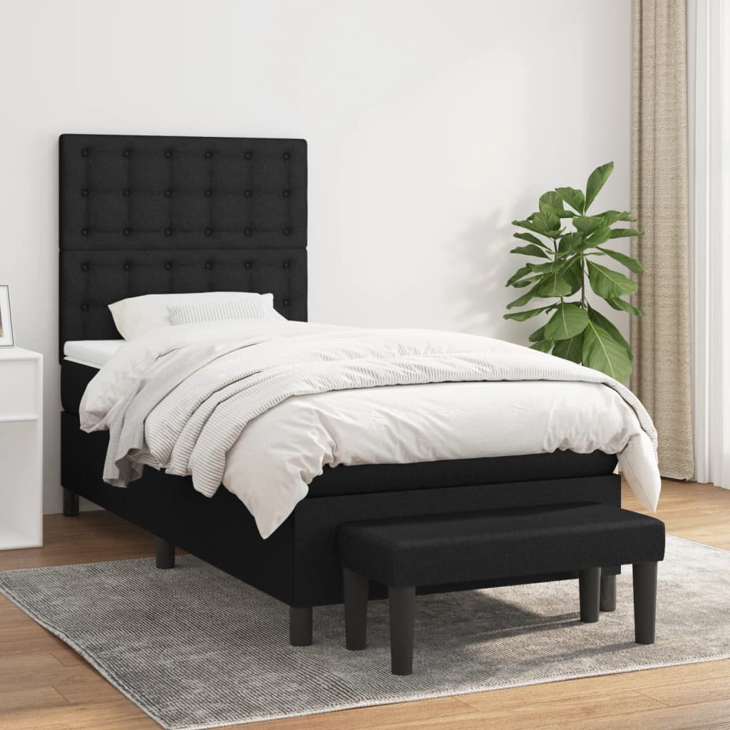 Sommier à lattes de lit avec matelas Noir 90x200 cm Tissu - XIOS