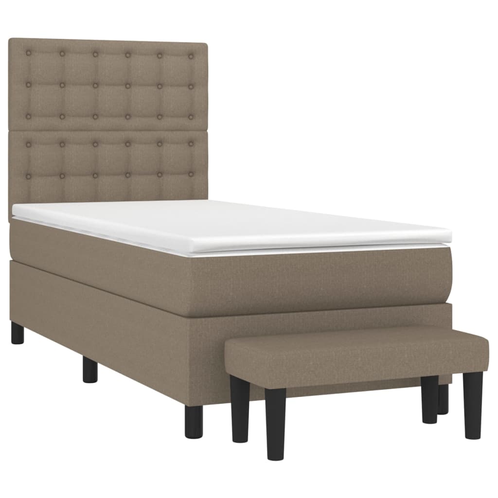 Sommier à lattes de lit avec matelas Taupe 90x200 cm Tissu - XIOS