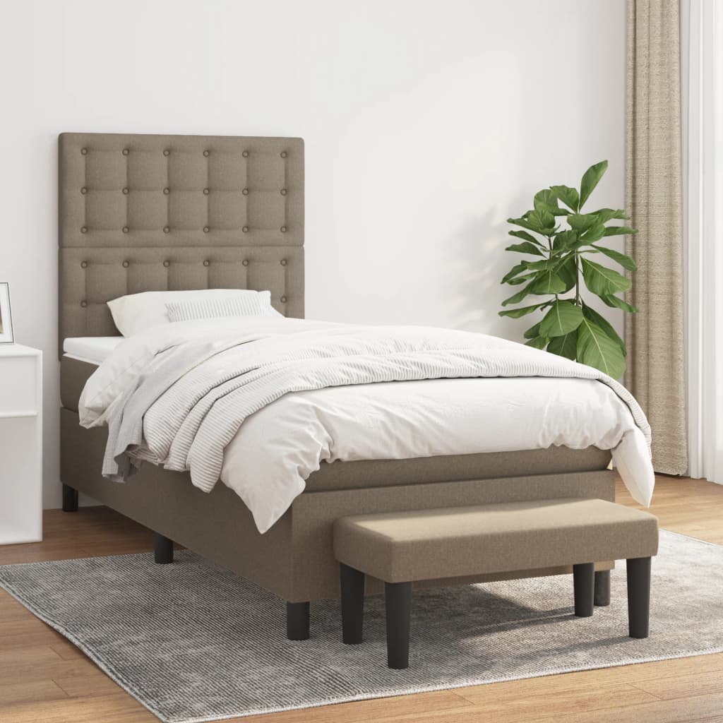 Sommier à lattes de lit avec matelas Taupe 90x200 cm Tissu - XIOS