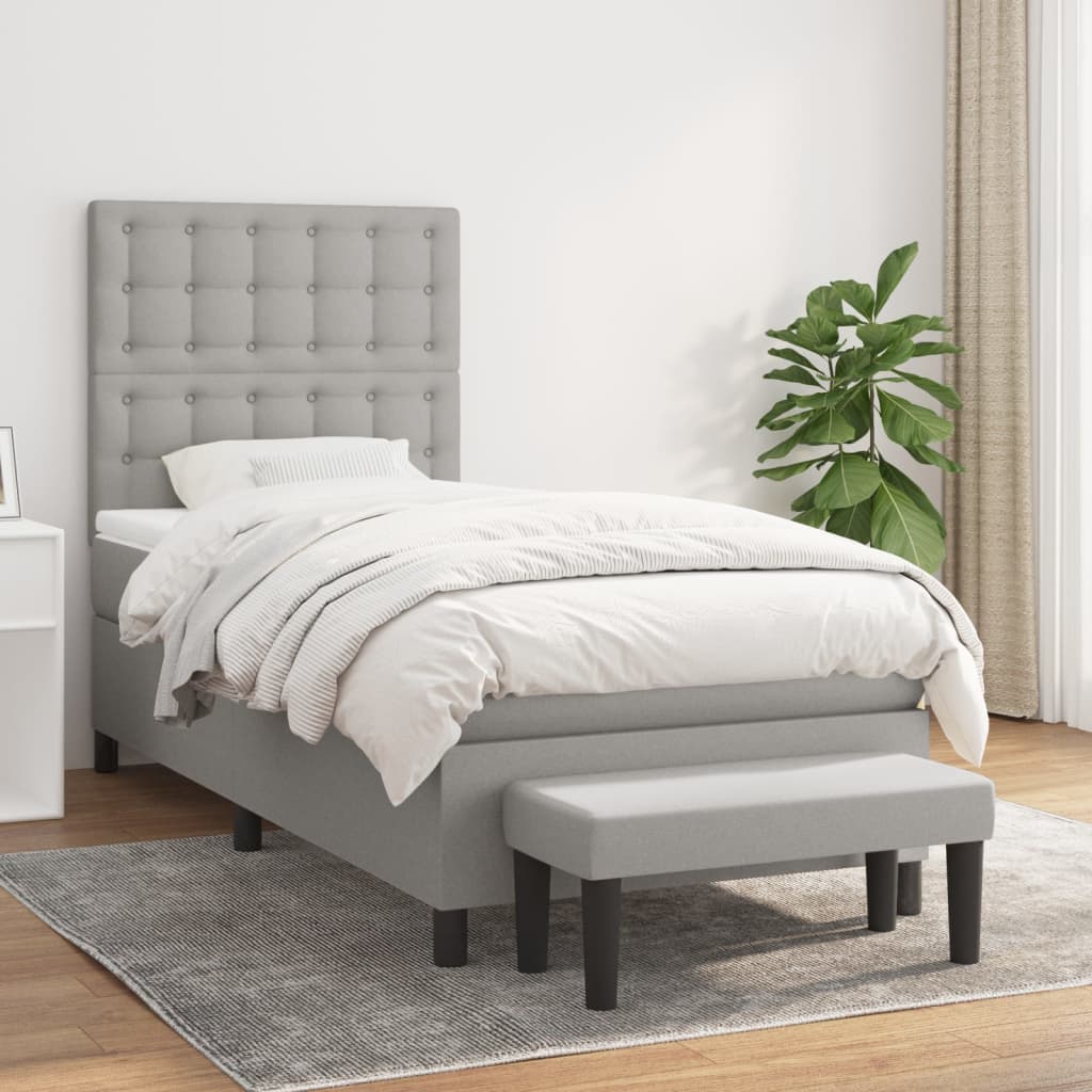 Sommier à lattes de lit avec matelas Gris clair 100x200cm Tissu - XIOS
