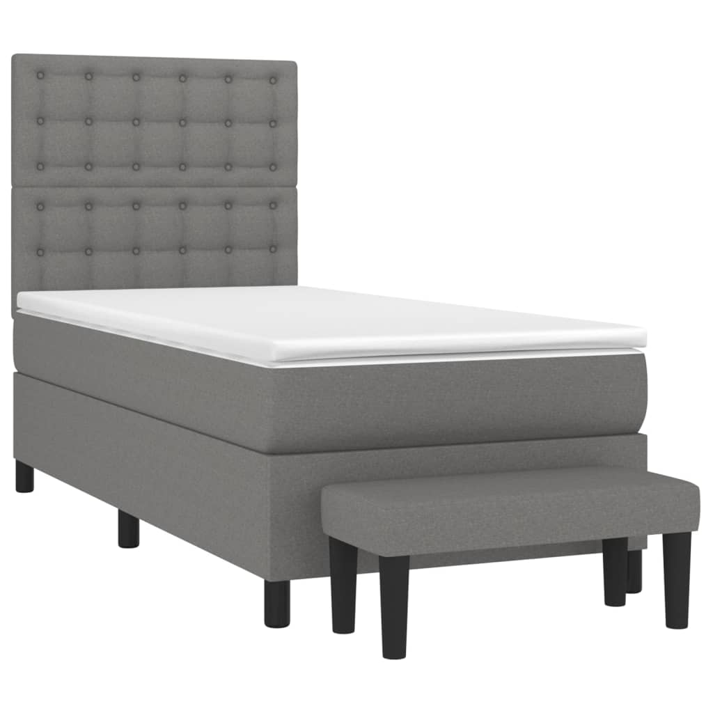 Sommier à lattes de lit avec matelas Gris foncé 100x200cm Tissu - XIOS