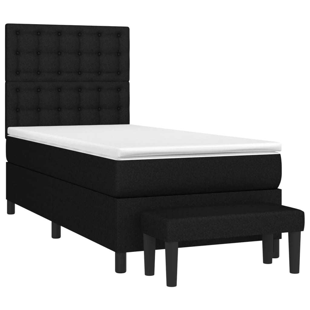 Sommier à lattes de lit avec matelas Noir 100x200 cm Tissu - XIOS