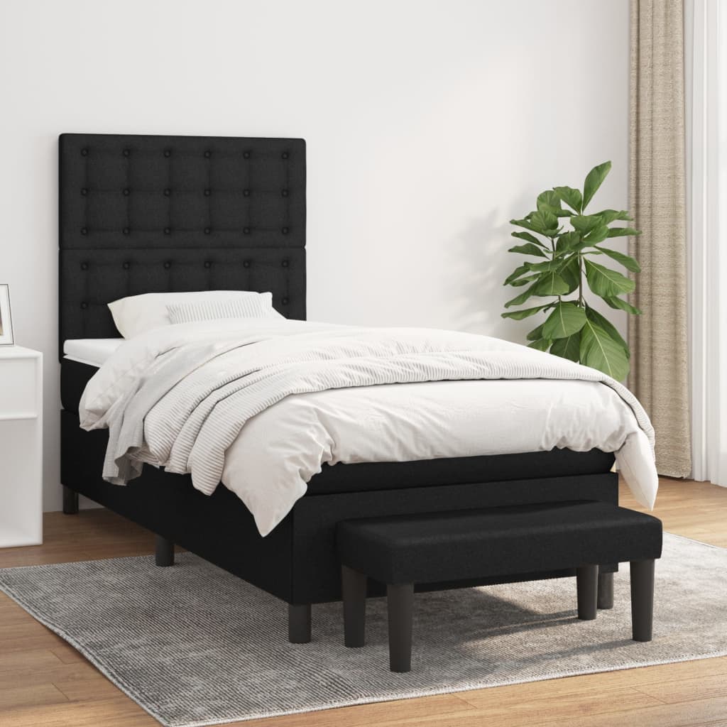 Sommier à lattes de lit avec matelas Noir 100x200 cm Tissu - XIOS