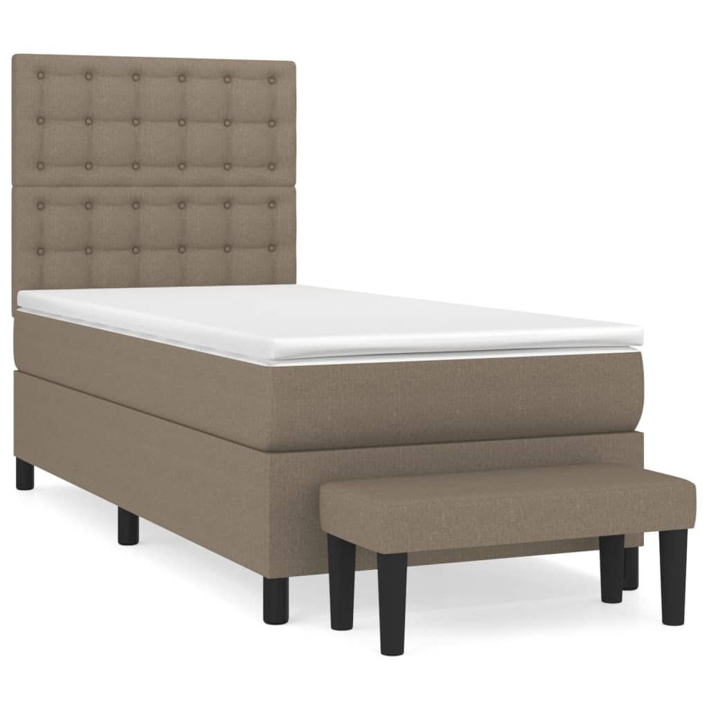 Sommier à lattes de lit avec matelas Taupe 100x200 cm Tissu - XIOS