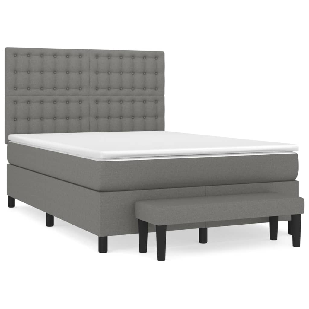 Sommier à lattes de lit avec matelas Gris foncé 140x190cm Tissu - XIOS