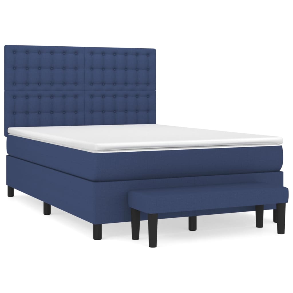 Sommier à lattes de lit avec matelas Bleu 140x190 cm Tissu - XIOS