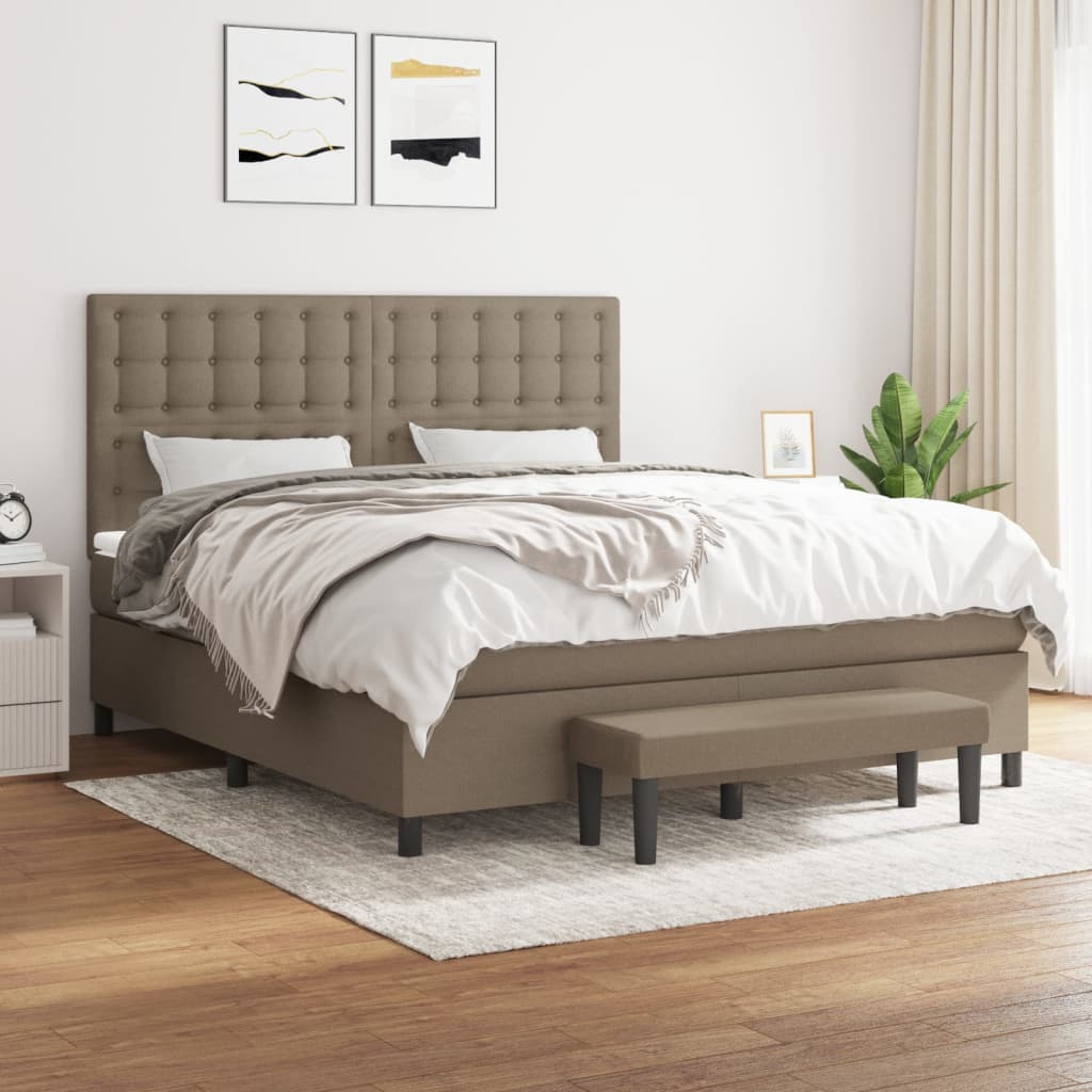 Sommier à lattes de lit avec matelas Taupe 160x200 cm Tissu - XIOS