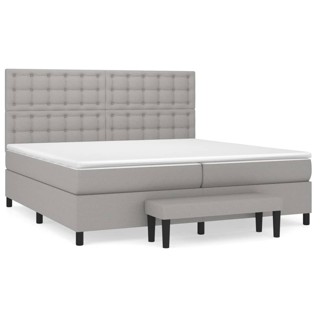 Sommier à lattes de lit avec matelas Gris clair 200x200cm Tissu - XIOS